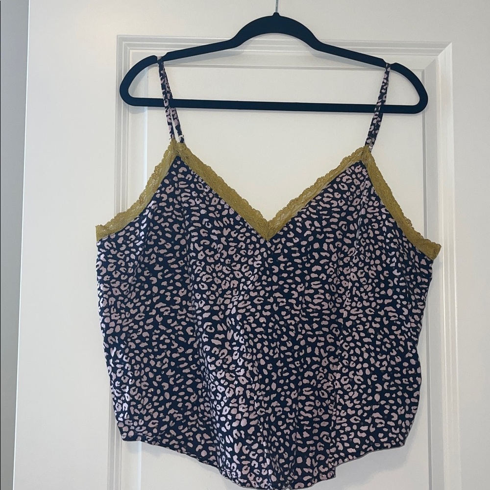 VICTORIA’S SECRET Leopard Print Pajama Cami with Lace Trim
